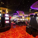 A Slot machines room in an empty Casino.